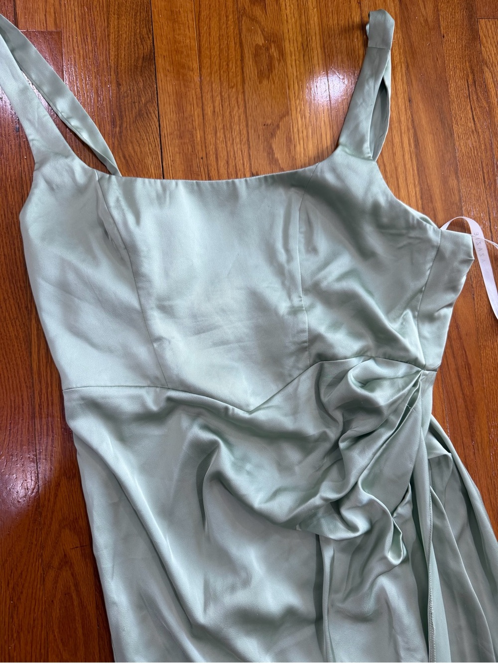 Azazie Sage green , Satin Square-Neck Green Evening Gown - Picture 7 of 10